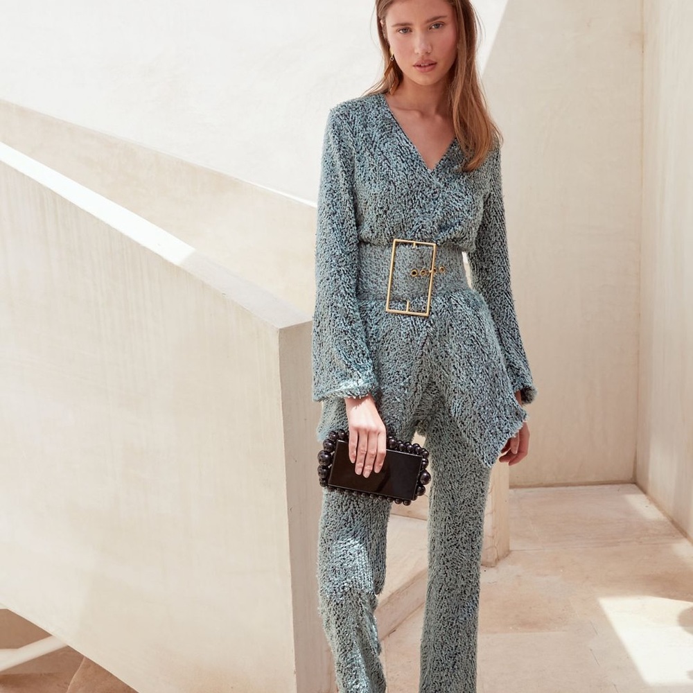 Cult Gaia seafoam Tata blazer + belt, S